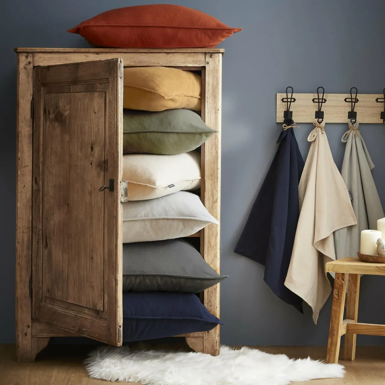 Taie D'Oreiller, Traversin|EMINZA Taie d'oreiller rectangulaire flanelle de coton (50 x 70 cm) Théa Gris clair