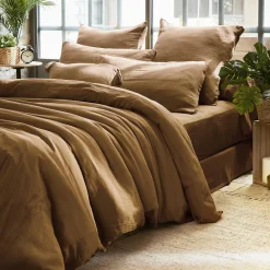 Taie D'Oreiller, Traversin|EMINZA Taie d'oreiller rectangulaire gaze de coton (50 x 70 cm) Gaïa Camel