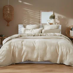 Taie D'Oreiller, Traversin|EMINZA Taie d'oreiller rectangulaire lin lavé (50 x 80 cm) Louise Beige