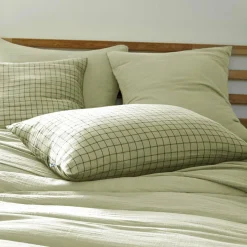 Taie D'Oreiller, Traversin|EMINZA Taie d'oreiller rectangulaire gaze de coton (50 x 70 cm) Gaïa Mix Vert tilleul