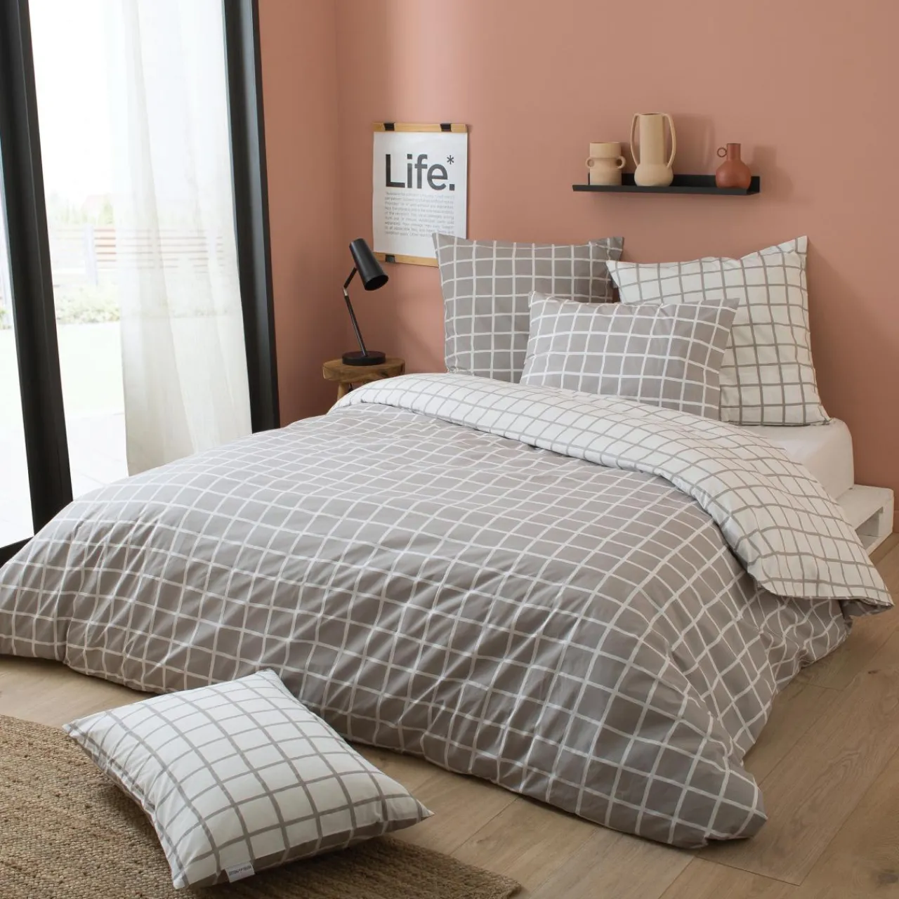 Taie D'Oreiller, Traversin|TRADILINGE Taie d'oreiller rectangulaire percale de coton (50 x 70 cm) Max e Gris