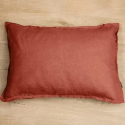 Taie D'Oreiller, Traversin|EMINZA Taie d'oreiller rectangulaire lin lavé (50 x 80 cm) Louise Terracotta