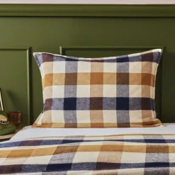 Taie D'Oreiller, Traversin|EMINZA Taie d'oreiller rectangulaire flanelle de coton (50 x 70 cm) Nina carreaux Multicolore Carreau Multicolore