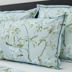 Taie D'Oreiller, Traversin|TRADILINGE Taie d'oreiller rectangulaire percale de coton (50 x 70 cm) Eléna Nil e Vert