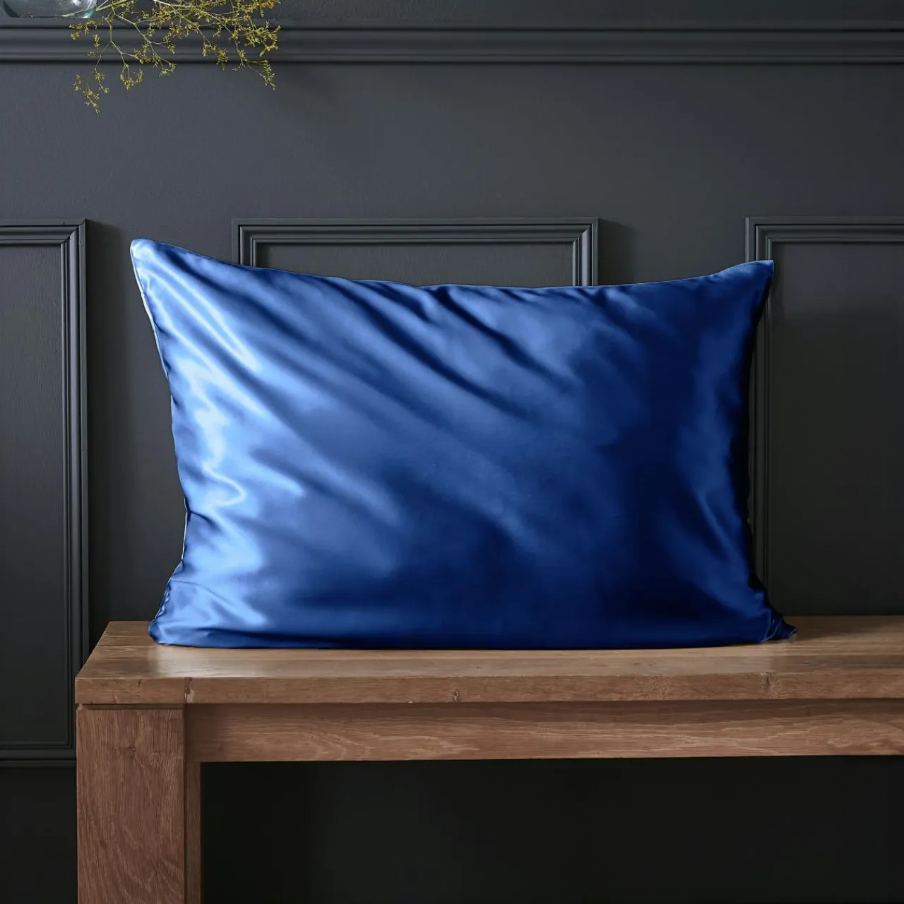 Taie D'Oreiller, Traversin|EMINZA Taie d'oreiller rectangulaire soie de mûrier (50 x 70 cm) Mizuki Bleu marine