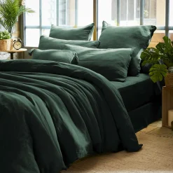 Taie D'Oreiller, Traversin|EMINZA Taie d'oreiller rectangulaire gaze de coton (50 x 80 cm) Gaïa Vert sapin