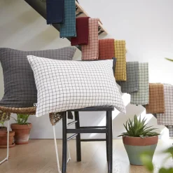 Taie D'Oreiller, Traversin|EMINZA Taie d'oreiller rectangulaire gaze de coton (50 x 70 cm) Gaïa Mix Gris granit Gris foncé