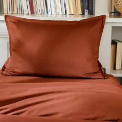 Taie D'Oreiller, Traversin|EMINZA Taie d'oreiller rectangulaire percale de coton (50 x 70 cm) Cali Terracotta