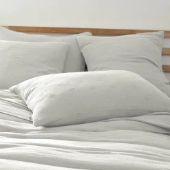 Taie D'Oreiller, Traversin|EMINZA Taie d'oreiller rectangulaire gaze de coton (50 x 70 cm) Gaïa Boho Gris nuage Gris clair