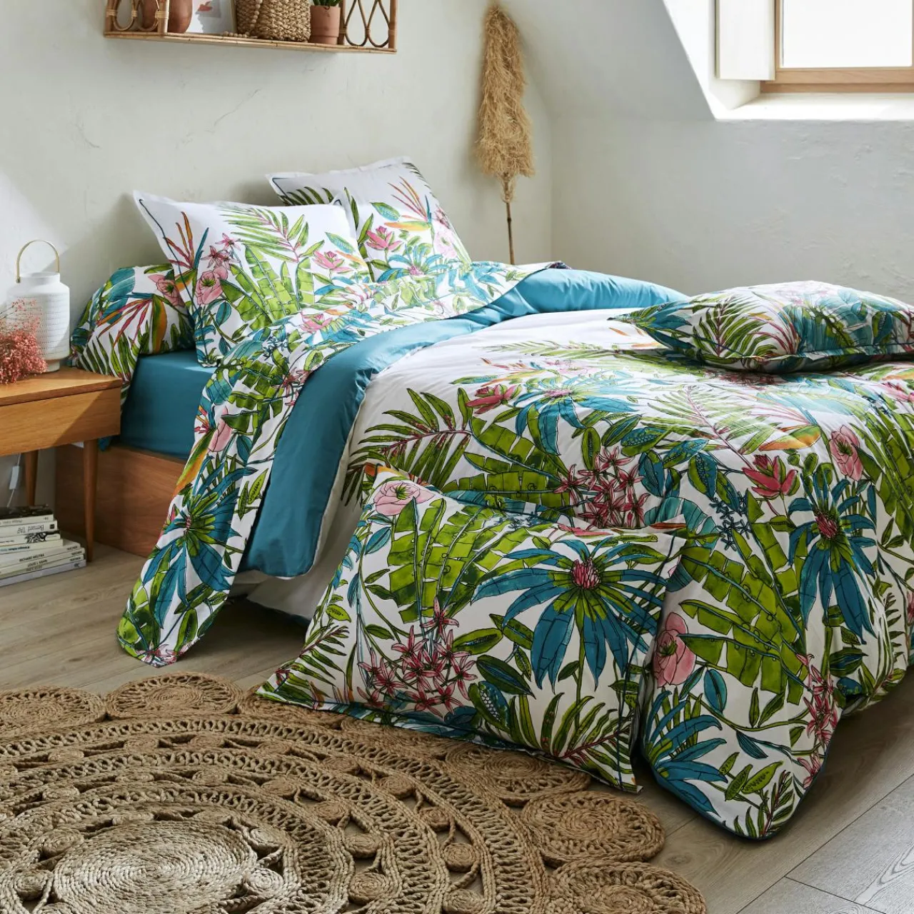 Taie D'Oreiller, Traversin|TRADILINGE Taie d'oreiller rectangulaire coton (50 x 70 cm) Sumatra Paon Multicolore