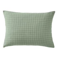 Taie D'Oreiller, Traversin|EMINZA Taie d'oreiller rectangulaire gaze de coton (50 x 70 cm) Gaïa Mix Vert Eucalyptus