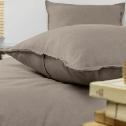 Taie D'Oreiller, Traversin|EMINZA Taie d'oreiller rectangulaire flanelle de coton (50 x 80 cm) Nina Ficelle