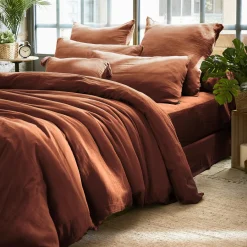 Taie D'Oreiller, Traversin|EMINZA Taie d'oreiller rectangulaire gaze de coton (50 x 80 cm) Gaïa Terracotta