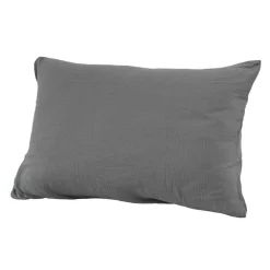 Taie D'Oreiller, Traversin|EMINZA Taie d'oreiller rectangulaire gaze de coton (50 x 80 cm) Gaïa Gris granit Gris foncé