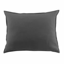 Taie D'Oreiller, Traversin|EMINZA Taie d'oreiller rectangulaire flanelle de coton (50 x 70 cm) Théa Gris Anthracite