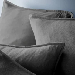 Taie D'Oreiller, Traversin|EMINZA Taie d'oreiller rectangulaire flanelle de coton (50 x 70 cm) Théa Gris Anthracite