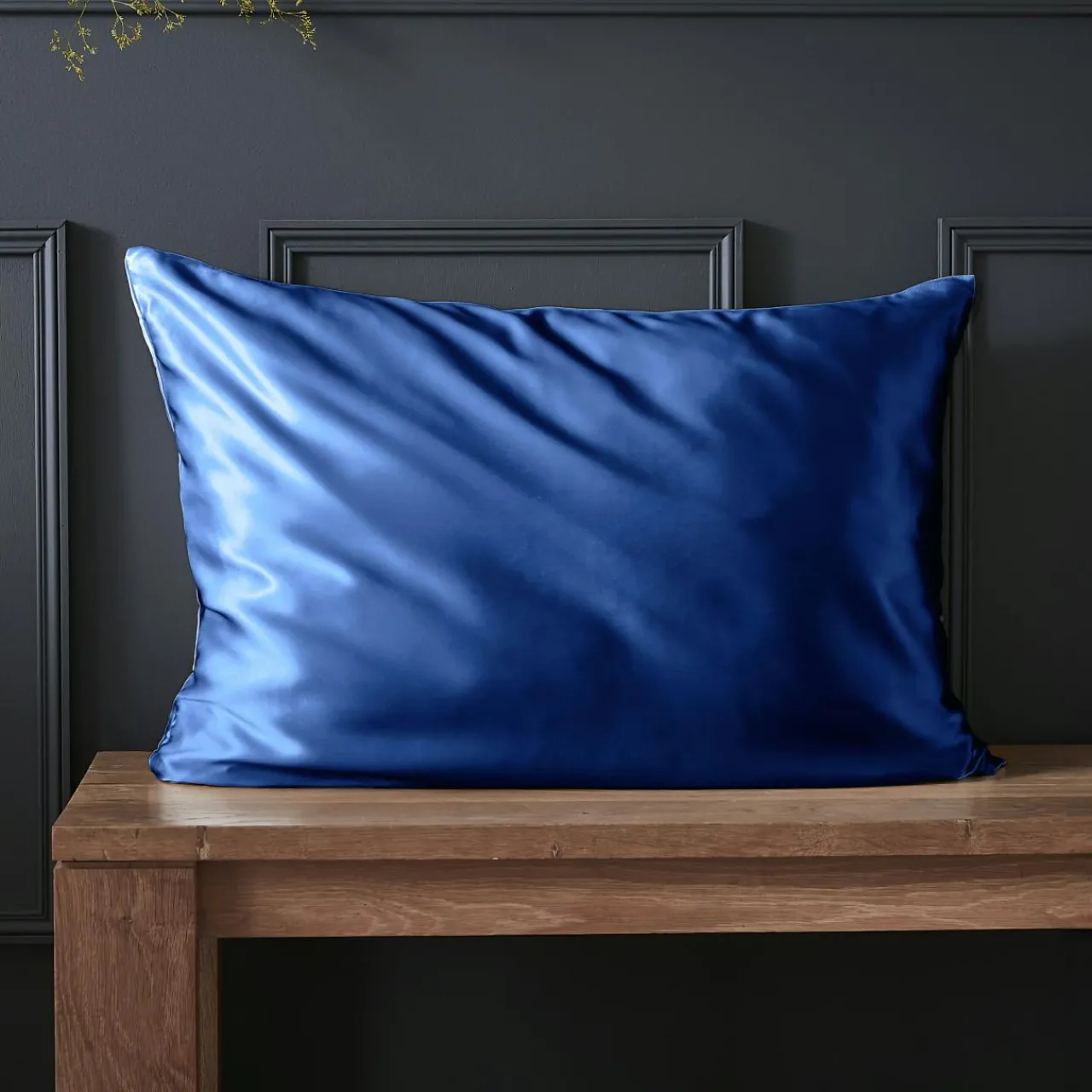 Taie D'Oreiller, Traversin|EMINZA Taie d'oreiller rectangulaire soie de mûrier (50 x 80 cm) Mizuki Bleu marine