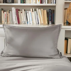 Taie D'Oreiller, Traversin|EMINZA Taie d'oreiller rectangulaire percale de coton (50 x 80 cm) Cali Gris clair