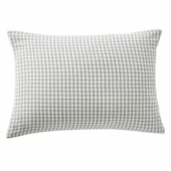 Taie D'Oreiller, Traversin|EMINZA Taie d'oreiller rectangulaire gaze de coton (50 x 70 cm) Gaïa vichy Vert Eucalyptus