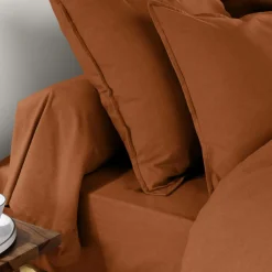 Taie D'Oreiller, Traversin|EMINZA Taie d'oreiller rectangulaire flanelle de coton (50 x 70 cm) Nina Terracotta