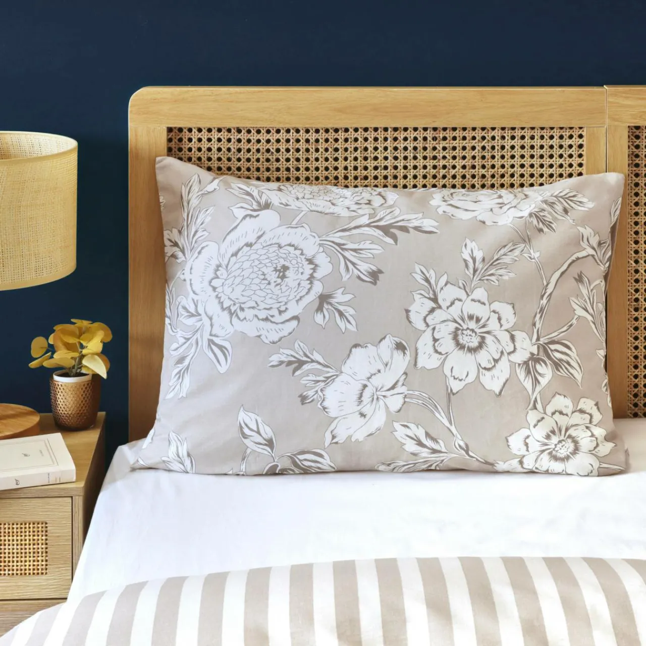 Taie D'Oreiller, Traversin|EMINZA Taie d'oreiller Rectangulaire Coton (50 x 70 cm) Lara Beige