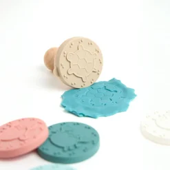 Jouet, Cadeau De Naissance|OSTARIA Tampon pour pâte à modeler bois et 6 disques silicone (H7,5 cm) Beige