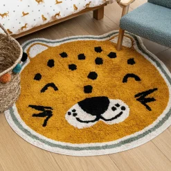 Tapis Enfant|Tapis Enfant|Atmosphera cru017dateur d'intu017drieur for kids Tapis antidérapant enfant coton (90 cm) Léopard Orange