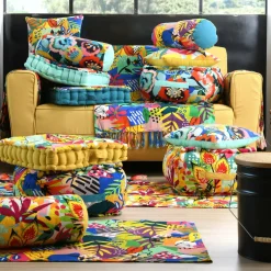 Tapis De Chambre/Salon|LOVELY CASA Tapis coton (90 cm) Popart Jaune moutarde