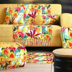 Tapis De Chambre/Salon|LOVELY CASA Tapis coton (90 cm) Popart Jaune moutarde