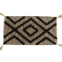 Tapis De Chambre/Salon|TENDANCE Tapis coton et jute (45 x 90 cm) Lagos Noir