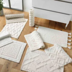 Tapis Salle De Bain/Wc|DOUCEUR D'INTERIEUR Tapis de bain coton (50 x 80 cm) Gladis Blanc