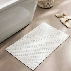 Linge De Bain|Tapis De Bain|douceur d'intu017drieur Tapis de bain coton tissé (50 x 80 cm) Lois Beige Ecru