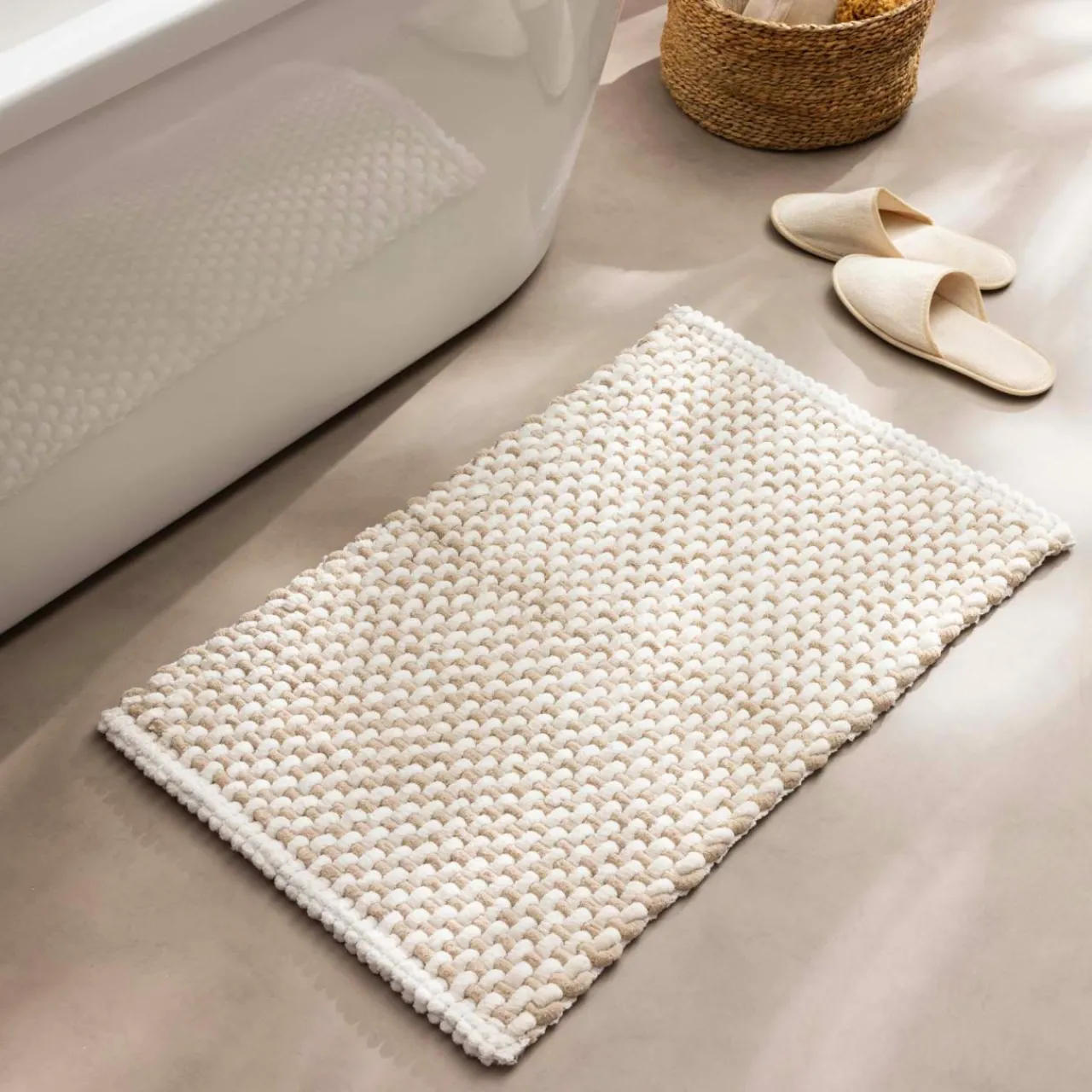 Linge De Bain|Tapis De Bain|douceur d'intu017drieur Tapis de bain en coton (50 x 80 cm) Rafael Beige