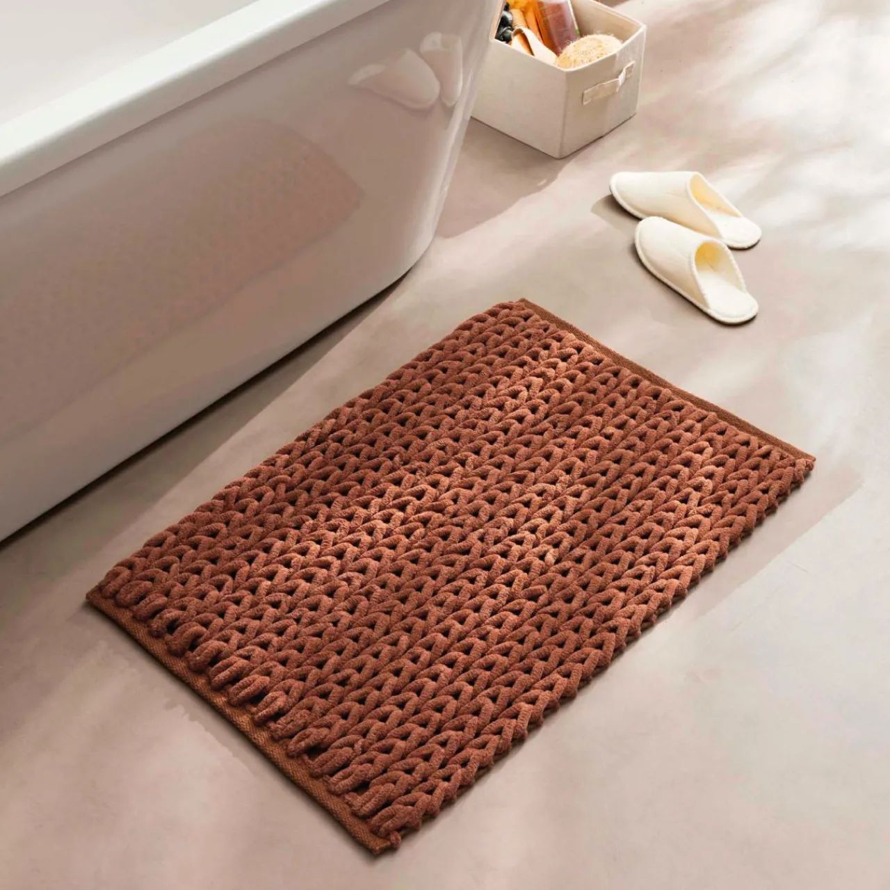 Linge De Bain|Tapis De Bain|douceur d'intu017drieur Tapis de bain en coton (50 x 80 cm) Ariel Terracotta