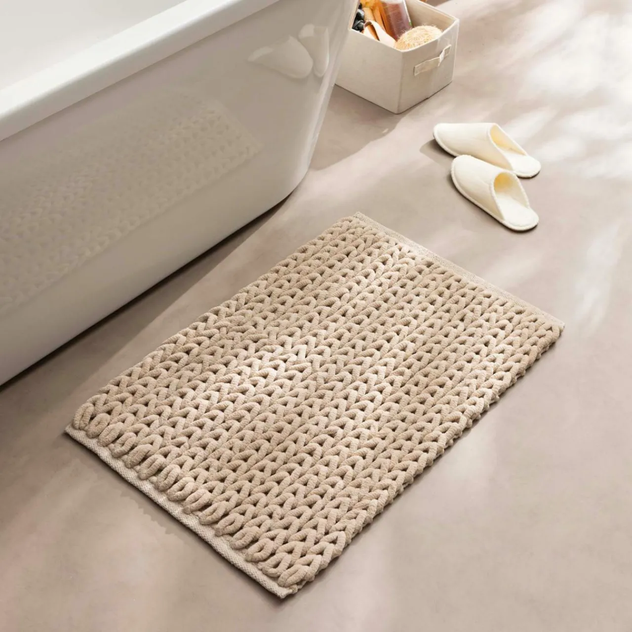 Linge De Bain|Tapis De Bain|douceur d'intu017drieur Tapis de bain en coton (50 x 80 cm) Ariel Beige