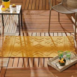 Tapis De Chambre/Salon|DOUCEUR D'INTERIEUR Tapis de salon coton (60 x 90 cm) Cilaos safran Jaune