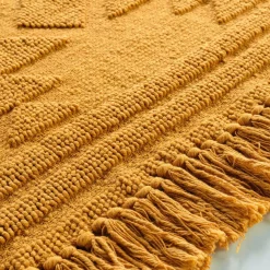 Tapis De Chambre/Salon|DOUCEUR D'INTERIEUR Tapis de salon coton (60 x 90 cm) Cilaos safran Jaune