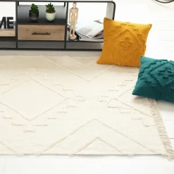 Tapis De Chambre/Salon|ATMOSPHERA Tapis de salon coton (120 x 170 cm) Inca Ivoire