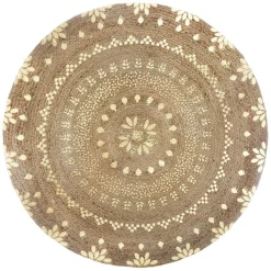 Tapis De Chambre/Salon|ATMOSPHERA Tapis de salon jute rond (115 cm) Gold shine Or