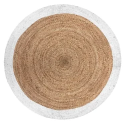 Tapis De Chambre/Salon|ATMOSPHERA Tapis de salon jute rond (D120 cm) Bord Blanc