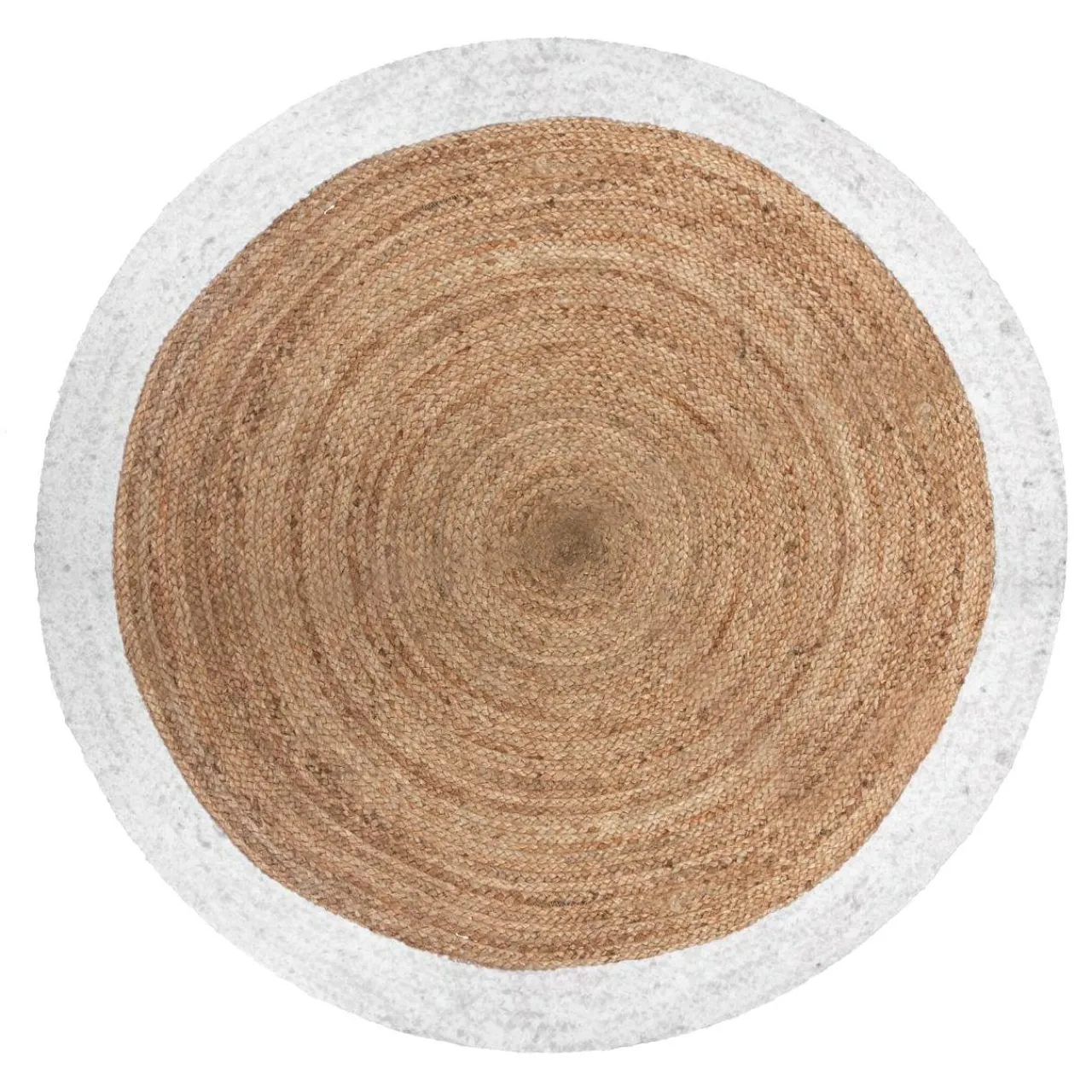 Tapis De Chambre/Salon|ATMOSPHERA Tapis de salon jute rond (D120 cm) Bord Blanc