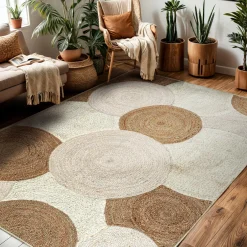 Tapis De Chambre/Salon|EMINZA Tapis de salon rectangulaire jute tressée main (160 x 230 cm) Reina Beige