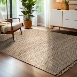 Tapis De Chambre/Salon|EMINZA Tapis de salon rectangulaire jute tissée main (140 x 200 cm) Yuki Marron