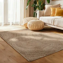 Tapis De Chambre/Salon|EMINZA Tapis de salon rectangulaire jute tressée main (160 x 230 cm) Neha Beige