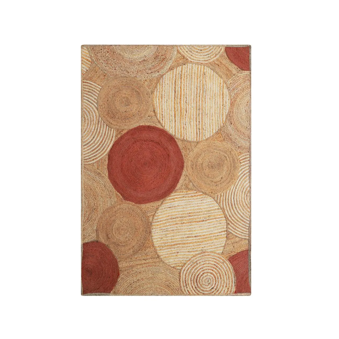 Tapis De Chambre/Salon|EMINZA Tapis de salon rectangulaire jute tissée main (160x230 cm) Tara Terracotta