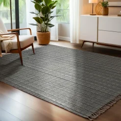 Tapis De Chambre/Salon|EMINZA Tapis de salon rectangulaire matière recyclée (140 x 200 cm) Priya Gris