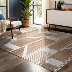 Tapis De Chambre/Salon|EMINZA Tapis de salon rectangulaire jute (160 x 230 cm) Paris Beige