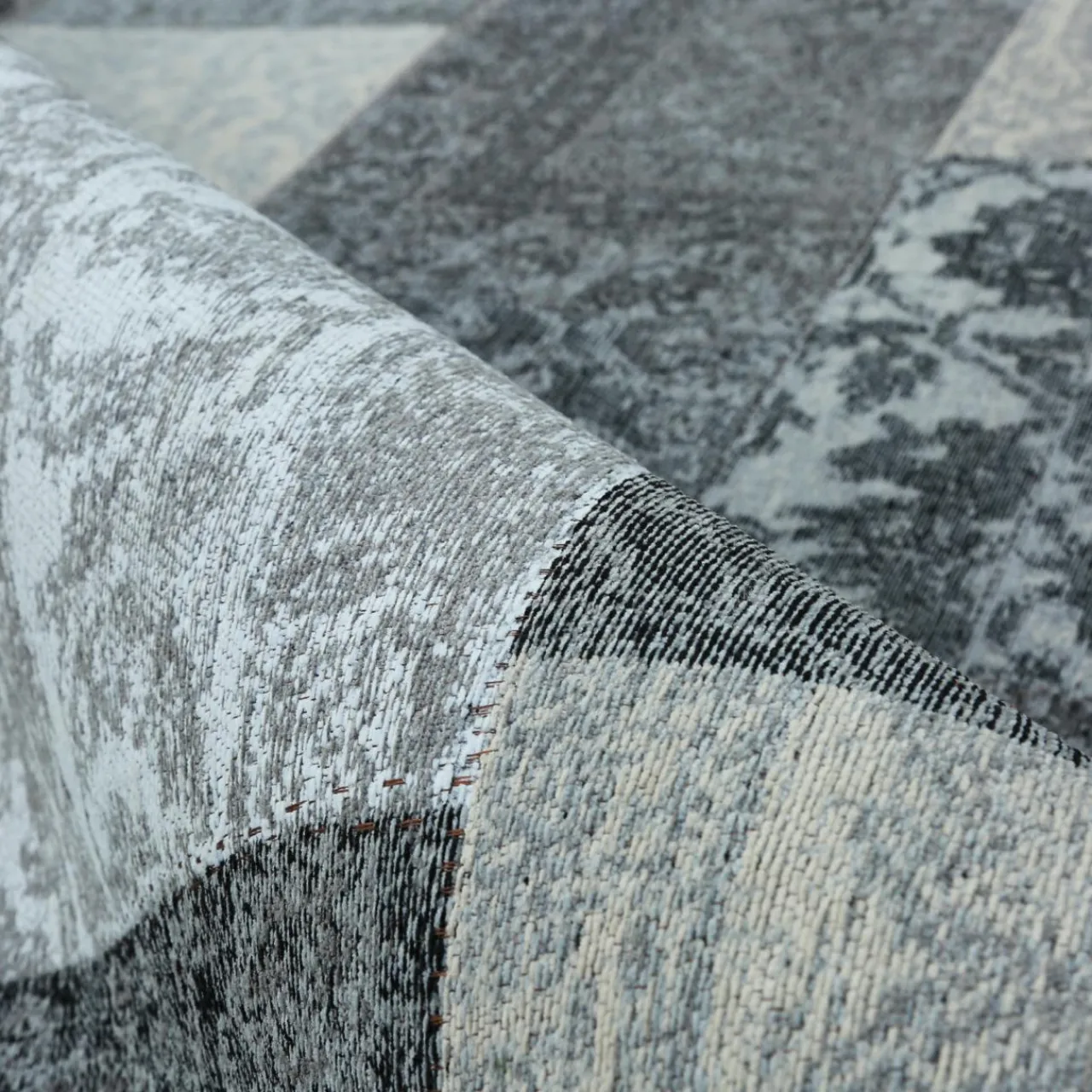 Tapis De Chambre/Salon|EMINZA Tapis de salon rectangulaire jacquard (140 x 200 cm) Rishi et gris Noir