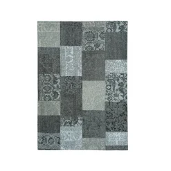Tapis De Chambre/Salon|EMINZA Tapis de salon rectangulaire jacquard (140 x 200 cm) Rishi et gris Noir