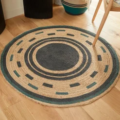 Tapis De Chambre/Salon|Atmosphera, cru017dateur d'intu017drieur Tapis de salon rond jute (120 cm) Mala Beige